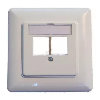EFB Elektronik ET-25091 2 prievadų Keystone rėmo rinkinys – tiesus DIN49075 lizdas, RAL9003 balta, 80×80 mm rėmas su 50×50 mm centrine plokšte
