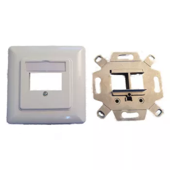 EFB Elektronik ET-25091 2 prievadų Keystone rėmo rinkinys – tiesus DIN49075 lizdas, RAL9003 balta, 80×80 mm rėmas su 50×50 mm centrine plokšte