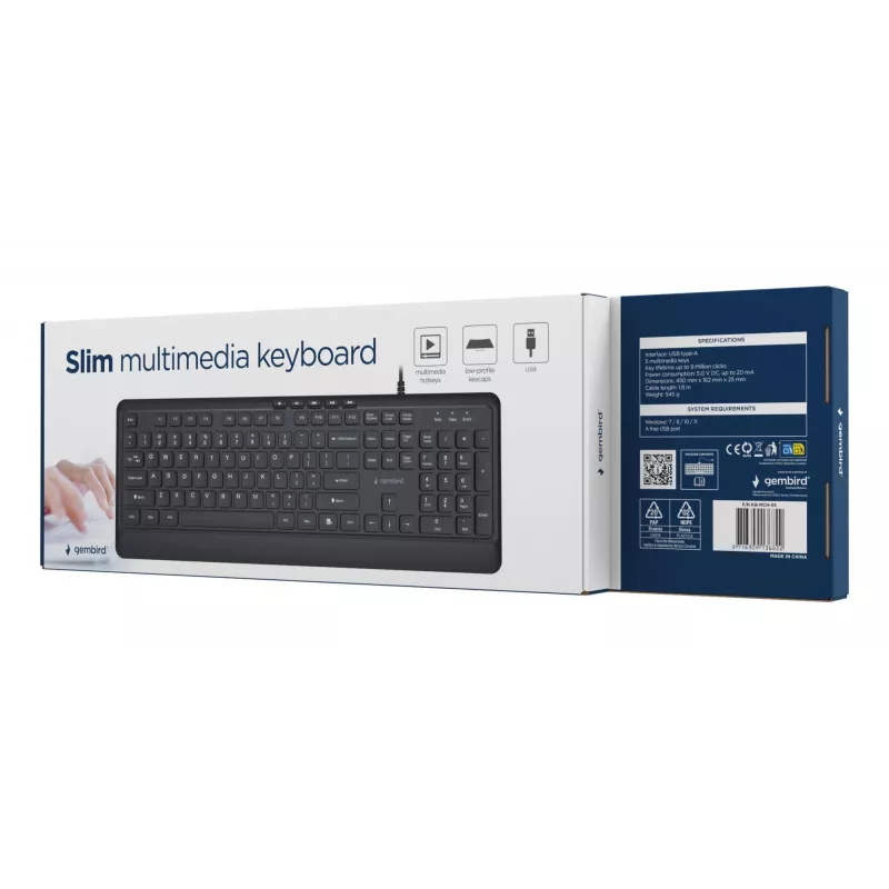 Multimedijos klaviatūra USB ENG/JUODA KB-MCH-05 Gembird