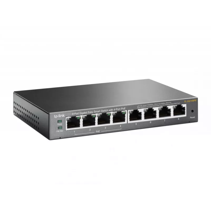 TP-Link TL-SG108PE 8 prievadų Gigabit Easy Smart valdomas komutatorius su 4 PoE prievadais