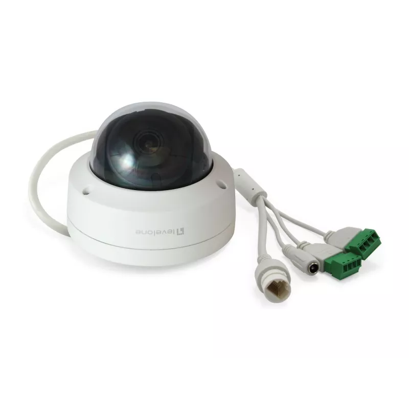 LevelOne GEMINI fiksuoto vaizdo IP kupolinė kamera, 4 MP, H.265, 802.3af PoE, IR šviesos diodai, vidaus / lauko