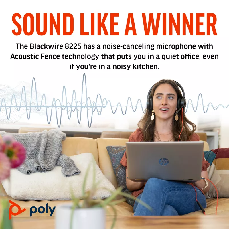 HP Poly Blackwire 8225 Stereo ausinės su USB-C ir USB-C/A adapteriu