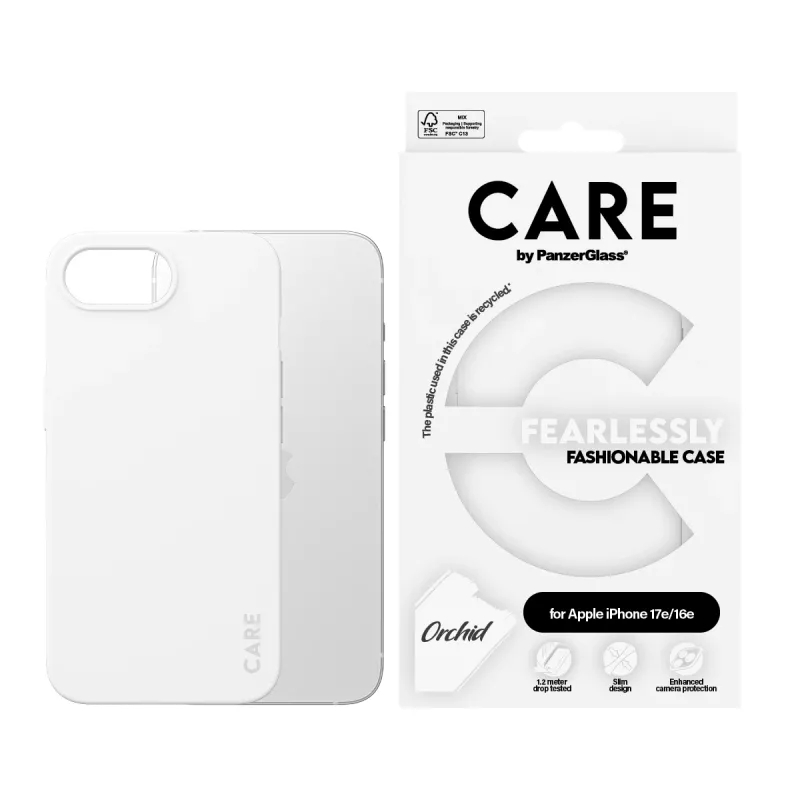 PanzerGlass CARE™ by ® Case White Orchid iPhone 17e | 16e, Dėklas, Apple - iPhone 16e, Apple - iPhone 17e, Baltas