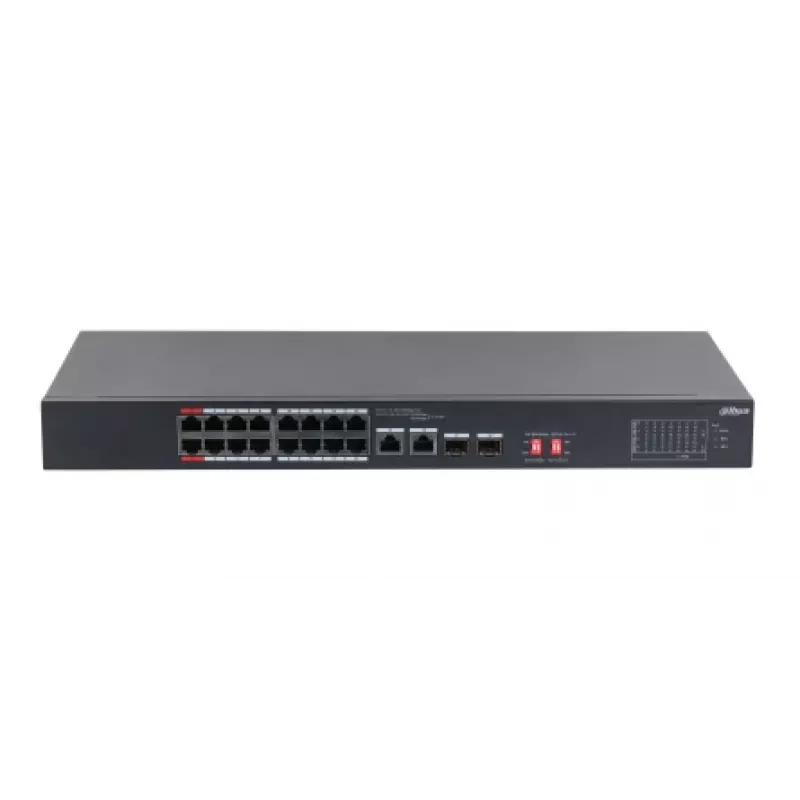 Dahua Technology S3218-16ET-135 tinklo jungiklis, nevaldomas L2, Gigabit Ethernet (10/100/1000), PoE, 1U, juodas