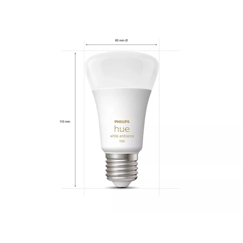 Philips Hue White ambience A60 – E27 išmanioji lemputė – 1100 liumenų (2 vnt. pakuotė)