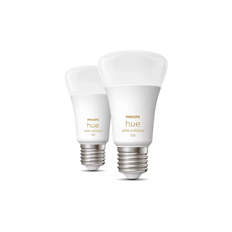 Philips Hue White ambience A60 – E27 išmanioji lemputė – 1100 liumenų (2 vnt. pakuotė)