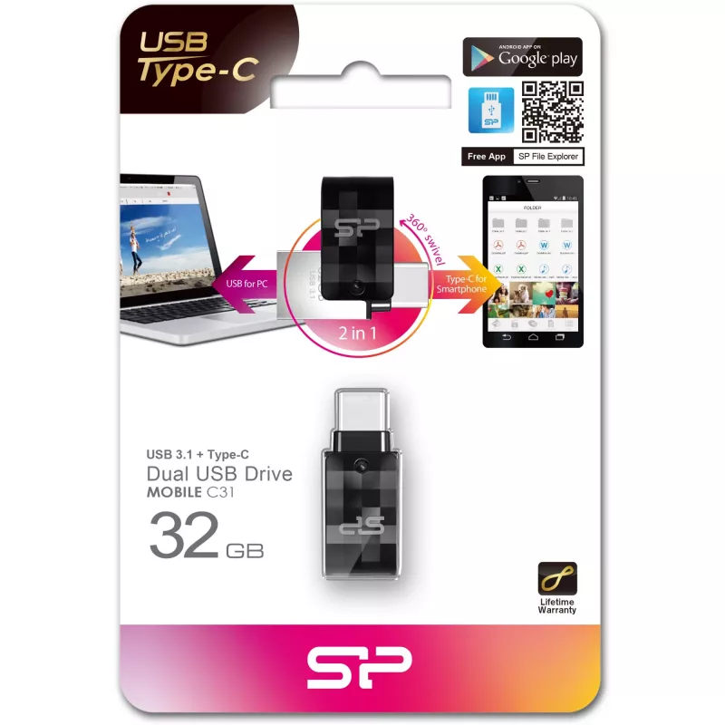 Silicon Power Mobile C31 32 GB USB 3.0 (3.1 Gen 1) Type-A/Type-C