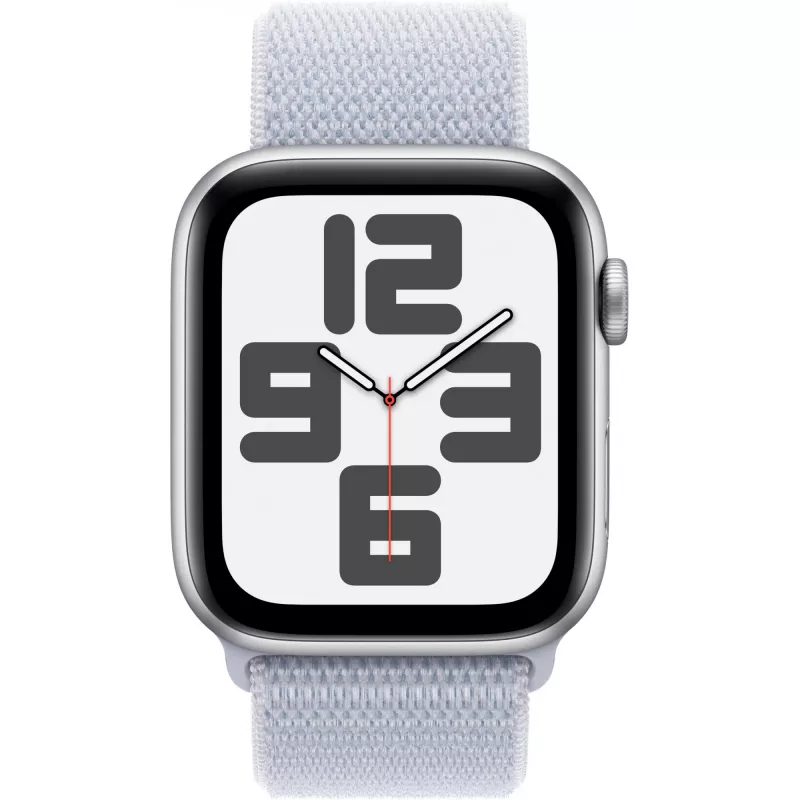 Apple Watch SE GPS 44 mm aliuminio korpusas sidabrinis, Sport Loop apyrankė mėlyna debesis