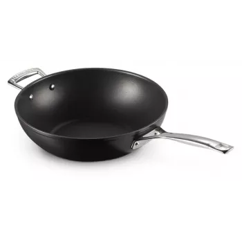 Le Creuset Toughened Non-Stick keptuvė wok 30 cm juoda/sidabrinė