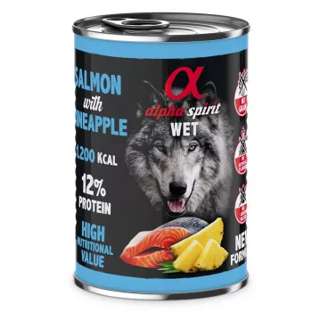 ALPHA SPIRIT WET Lašiša su ananasu – šlapias šunų maistas – 400g
