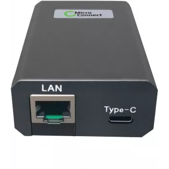 Microconnect POEINJ-25W-USBC - Gigabit Ethernet maitinimo injektorius, 1000 Mbit/s, 25 W, USB-C maitinimas, juodas