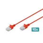Digitus DK-1618-010S-R-10 Etherneto pataisos laidas raudonas CAT 6 U-UTP, 1 m, 10 vnt.