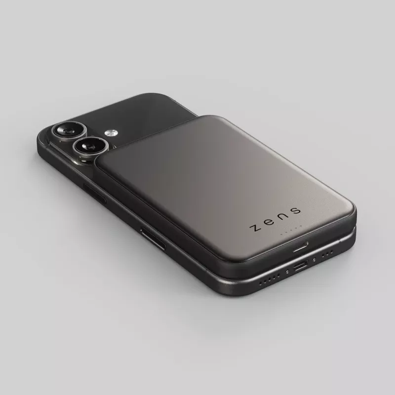 ZENS Pro 2 pusiau kietojo kūno Powerbank – Magnetinis 10000 mAh, suderinamas su MagSafe ir Qi2.2, 25W, juodas