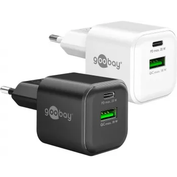 Goobay 20 W USB-C PD GaN dvejopas greitasis įkroviklis Nano Baltas (79621)