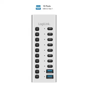 USB 3.2 Gen1 10 prievadų USB-A/C šakotuvas su atskirais jungikliais