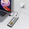 USB 3.2 Gen1 10 prievadų USB-A/C šakotuvas su atskirais jungikliais