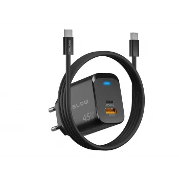 Sieninis įkroviklis USB-A USB-C PD 45W + laidas