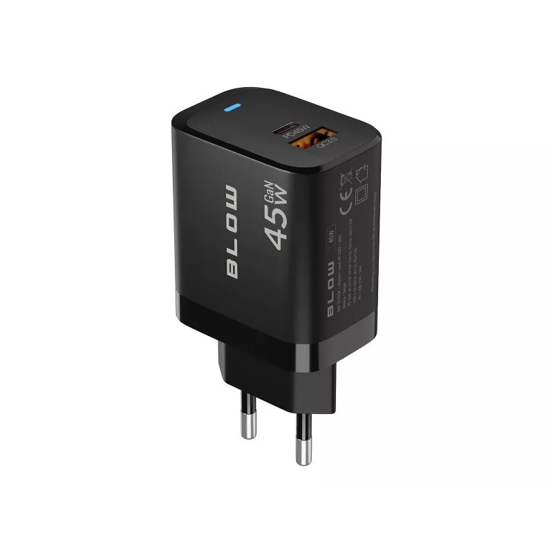 Sieninis įkroviklis USB-A USB-C PD 45W + laidas