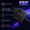Qoltec 65W GaN USB-C PD PPS įkroviklis 5V-21V 3A/3.25A