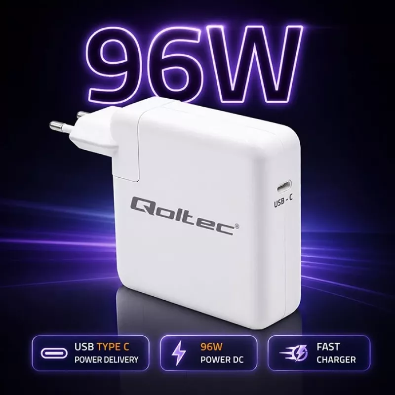 QOLTEC 96W USB-C PD greitasis įkroviklis 5V/20V 3A/4.8A