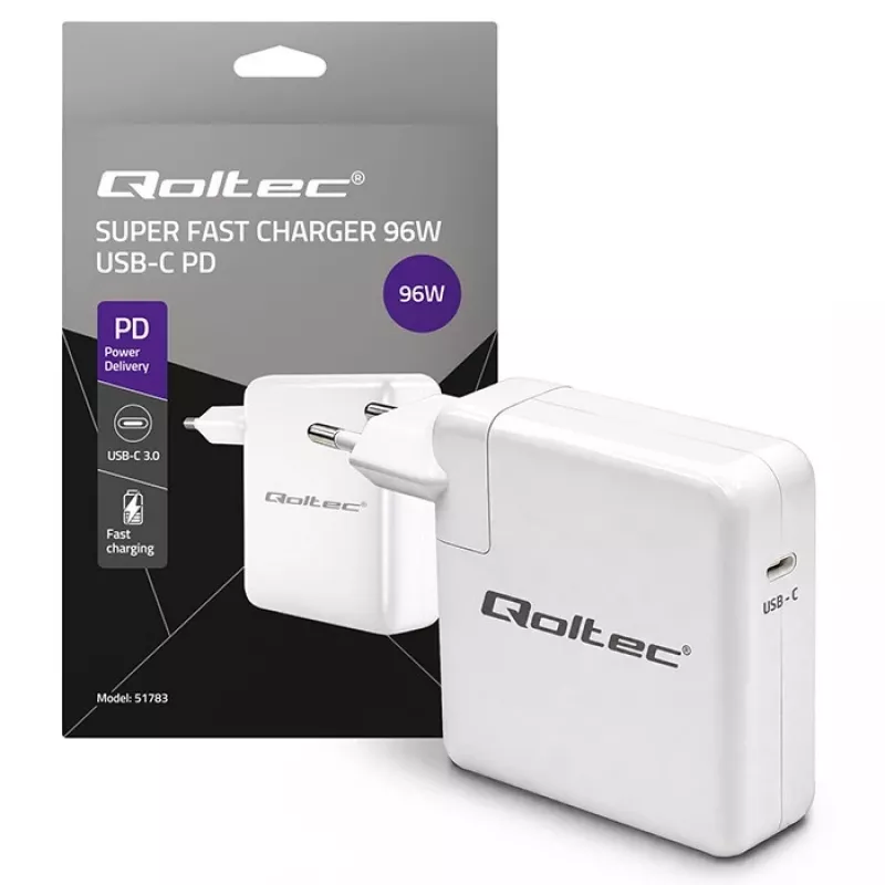 QOLTEC 96W USB-C PD greitasis įkroviklis 5V/20V 3A/4.8A