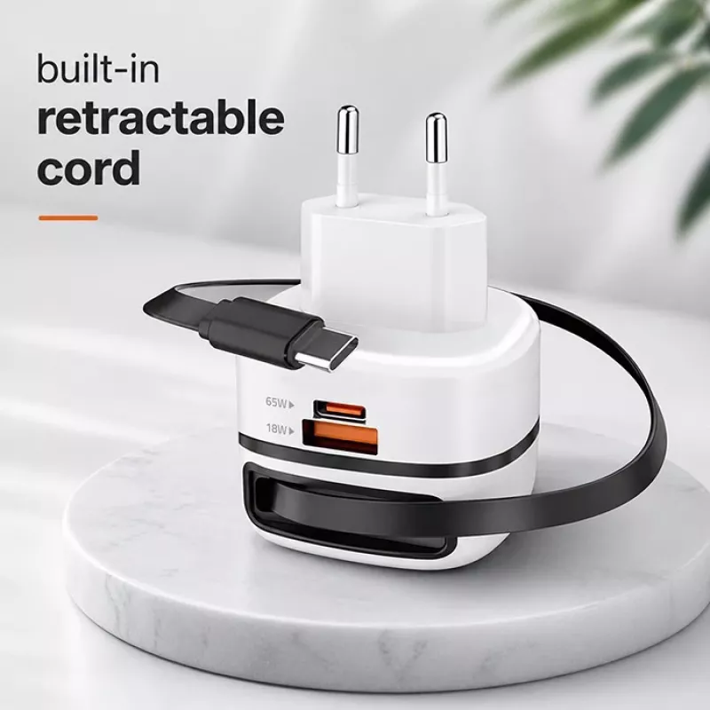 Qoltec 65W GaN USB-C PPS 5V 20V 3A 3.25A įkroviklis