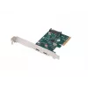 Tinklo plokštė PCI Express x1 → 2x USB-C 3.2 Gen 2x1 su LED ir low profile laikikliu