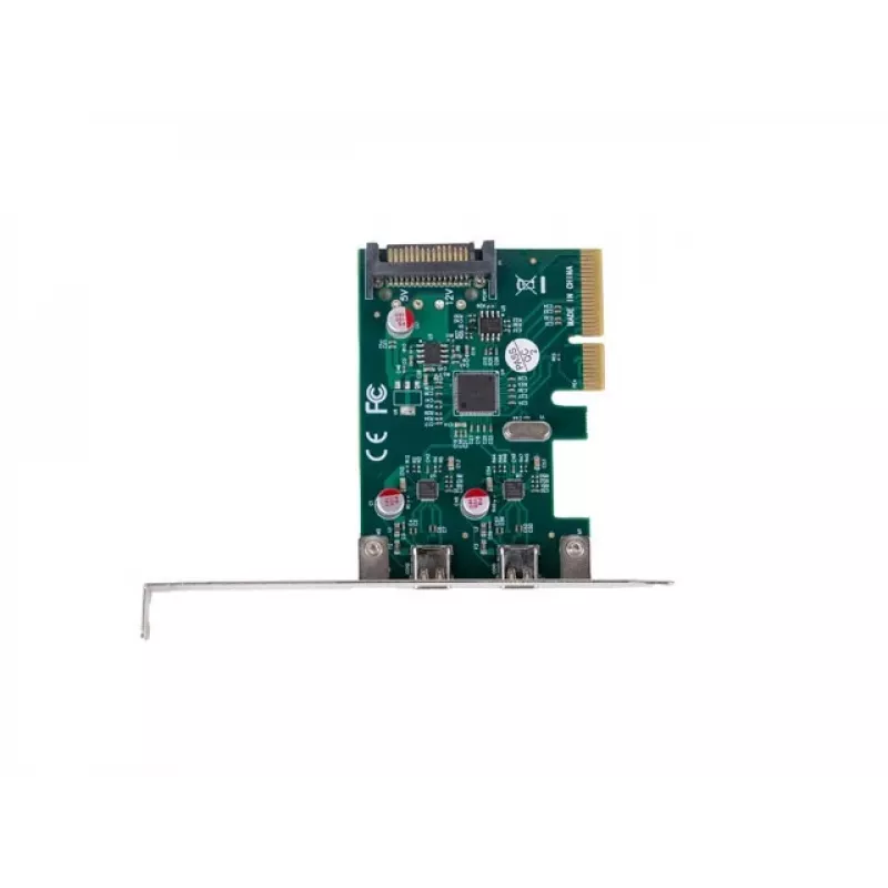 Tinklo plokštė PCI Express x1 → 2x USB-C 3.2 Gen 2x1 su LED ir low profile laikikliu