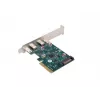 Tinklo plokštė PCI Express x1 → 2x USB-C 3.2 Gen 2x1 su LED ir low profile laikikliu