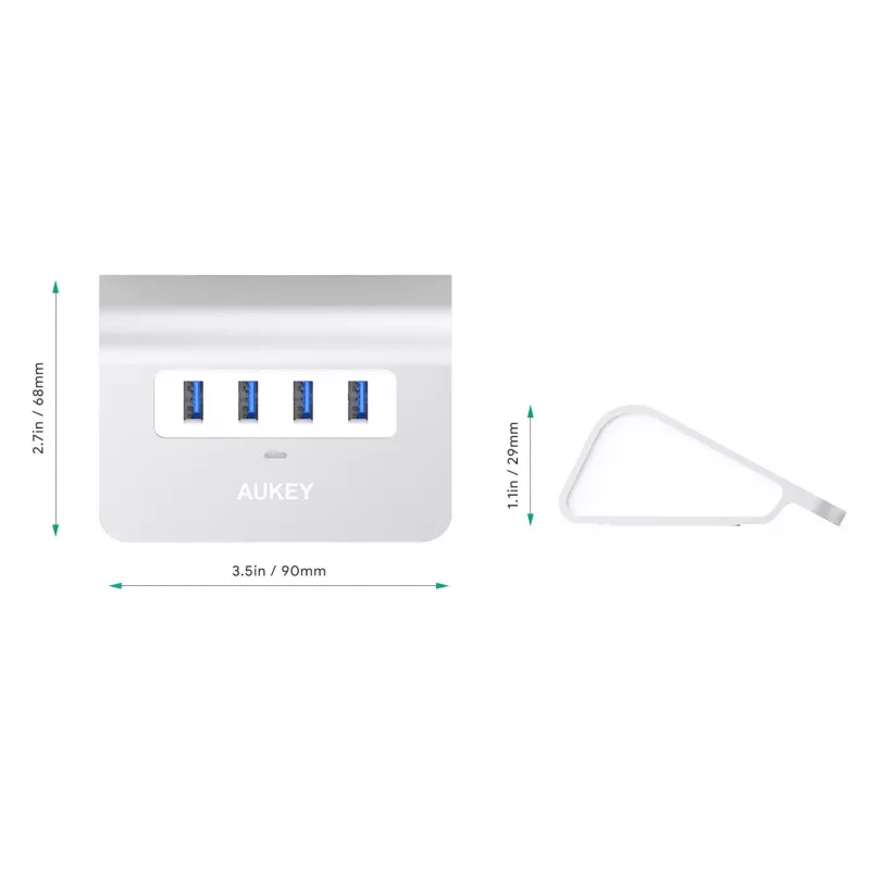 USB centrinis įrenginys AUKEY CB-H5 aliuminis | 4xUSB 3.0 | 5Gbps