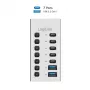 USB 3.2 Gen1 7 portų USB-A/C centras su atskirais jungikliais