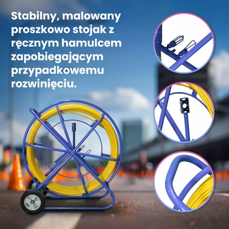 Extralink kabelių traukimo strypas Pilot 10mm 150m stiklo pluošto FRP, d. 10mm, l. 150m, geltonas