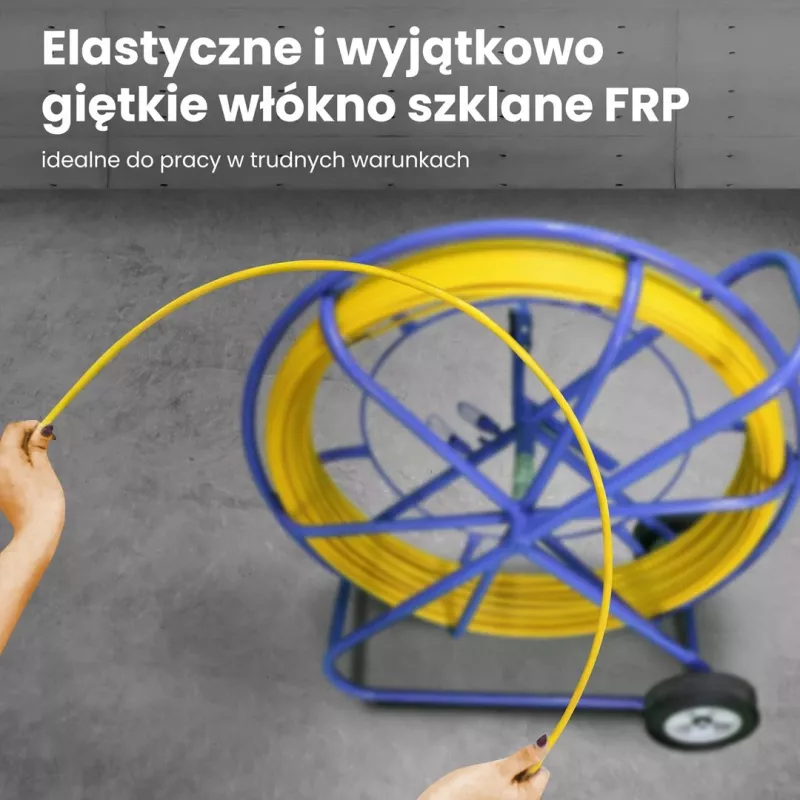 Extralink kabelių traukimo strypas Pilot 10mm 150m stiklo pluošto FRP, d. 10mm, l. 150m, geltonas