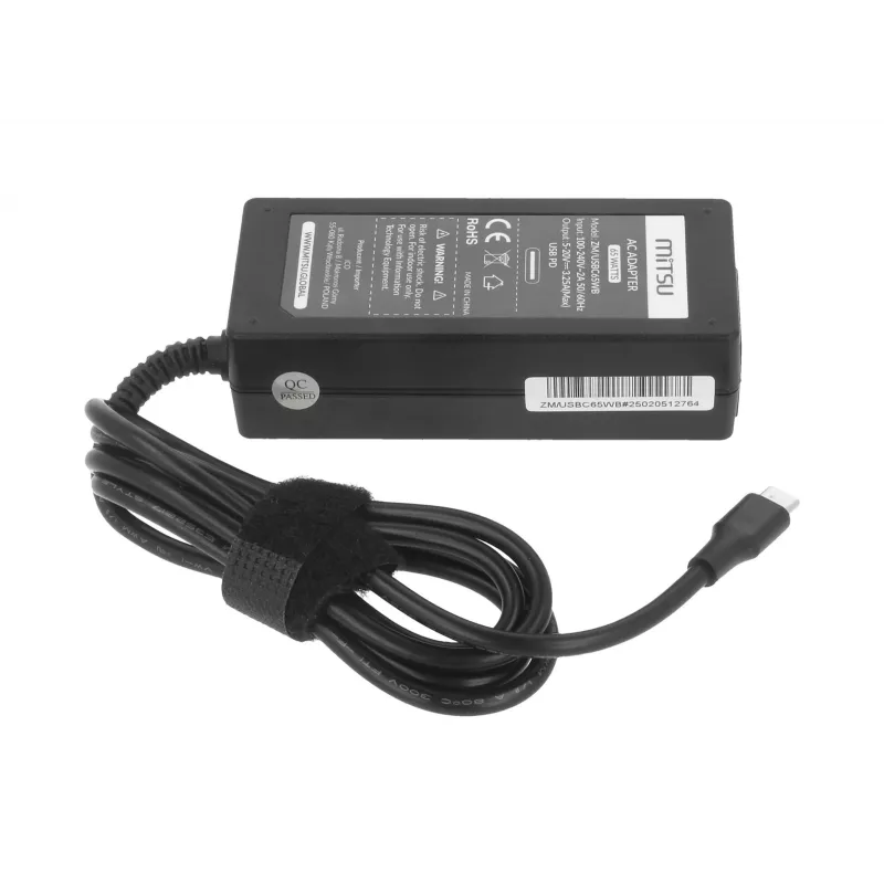Mitsu 65W USB-C įkroviklis nešiojamam kompiuteriui 5V-9V-12V-15V-20V/3A, 20V/3.25A PD