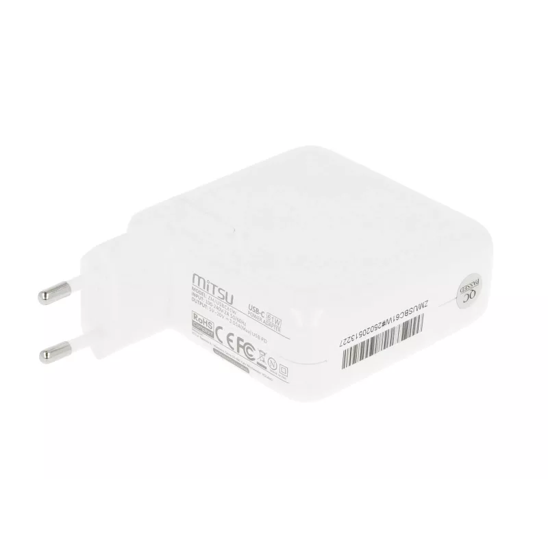 Mitsu 61W USB-C nešiojamojo kompiuterio maitinimo adapteris 5V-9V-12V-15V-20V-20.3V/3A PD