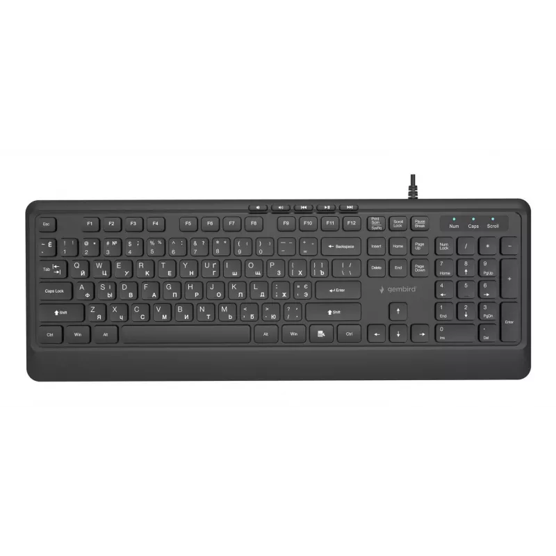 Gembird KB-MCH-05-CYRL belaidė multimedijos klaviatūra su kirilicos simboliais, juoda