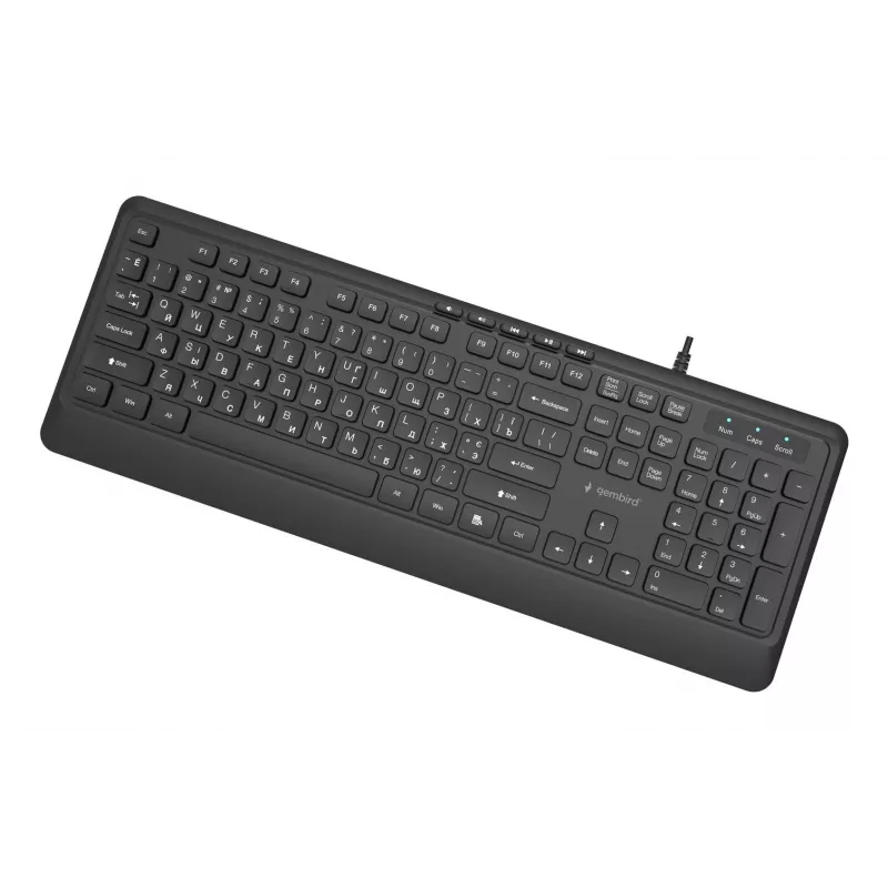 Gembird KB-MCH-05-CYRL belaidė multimedijos klaviatūra su kirilicos simboliais, juoda