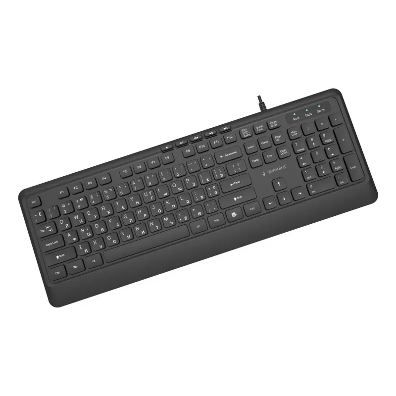Gembird KB-MCH-05-CYRL belaidė multimedijos klaviatūra su kirilicos simboliais, juoda