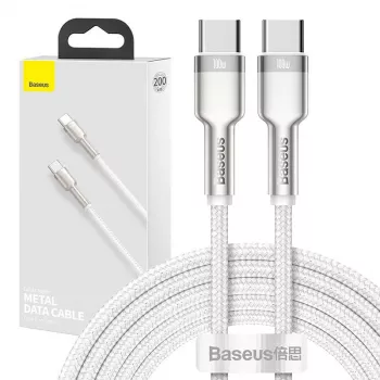 USB-C į USB-C laidas Baseus Cafule, 100W, 2m (baltas)
