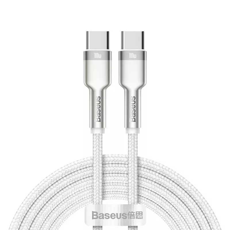 USB-C į USB-C laidas Baseus Cafule, 100W, 2m (baltas)