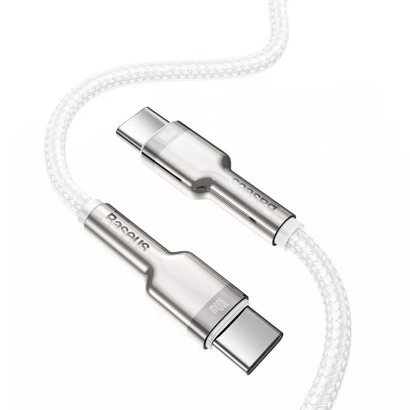 USB-C į USB-C laidas Baseus Cafule, 100W, 2m (baltas)