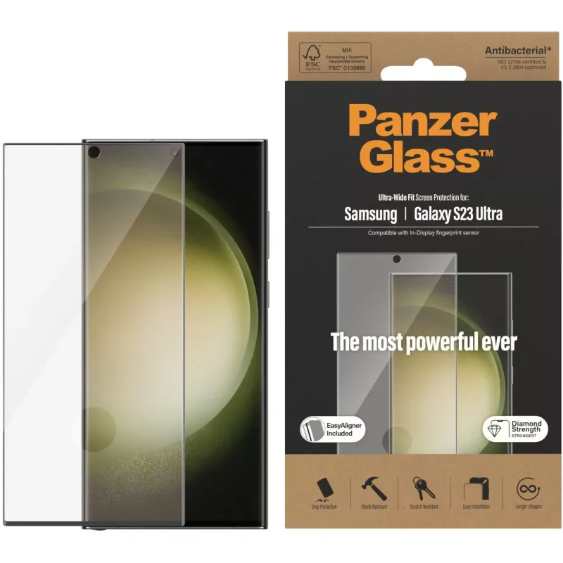 PanzerGlass Ultra-Wide Fit Samsung S23 Ultra S918 ekrano apsauga 7317 su aplikatoriumi