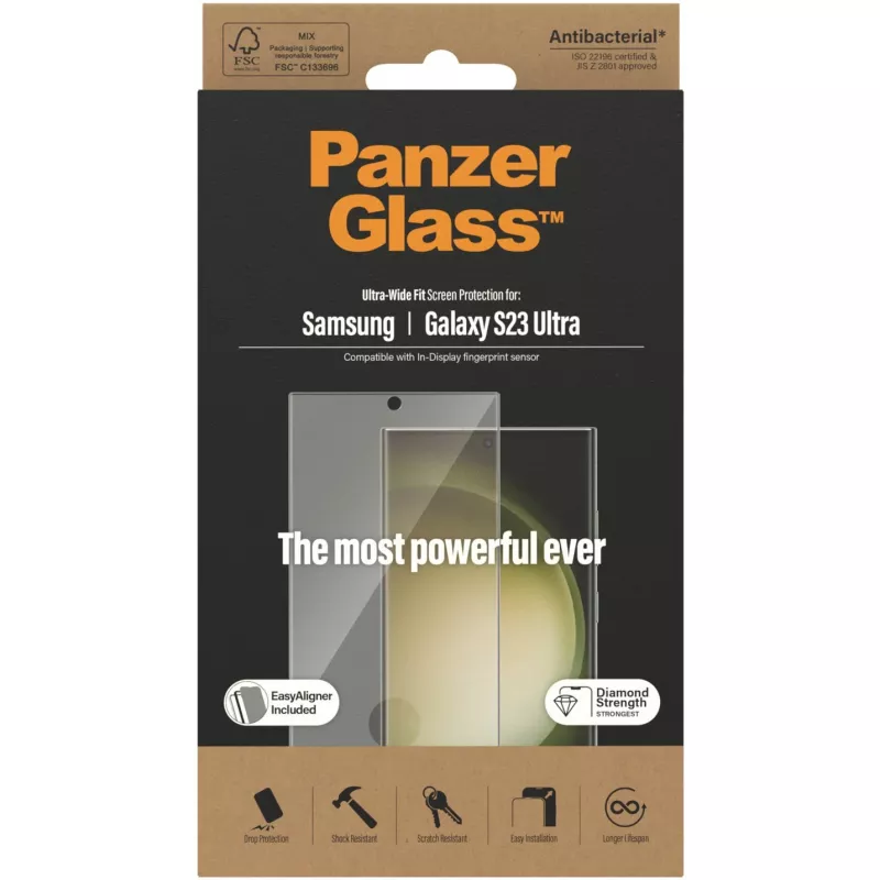 PanzerGlass Ultra-Wide Fit Samsung S23 Ultra S918 ekrano apsauga 7317 su aplikatoriumi
