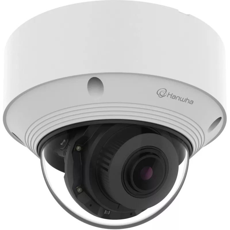 Hanwha Wisenet tinklinis kupolinis fiksuotas vaizdo stebėjimo fotoaparatas, 5 MP, 1/2.8 colio CMOS, 3.2-10 mm, H.265, AI, IR, IK10, IP66
