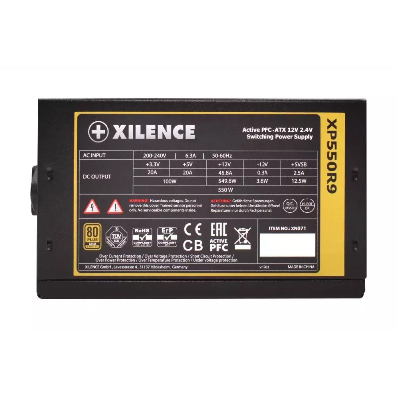 Maitinimo blokas XILENCE 550 W 80 PLUS GOLD PFC Active XN071