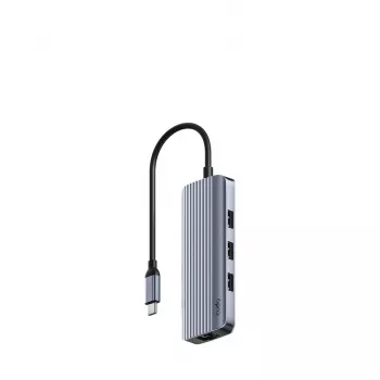 Cudy UH606 USB 3.2 Gen 1 Type-C 5000 Mbit/s pilkas, sidabrinis
