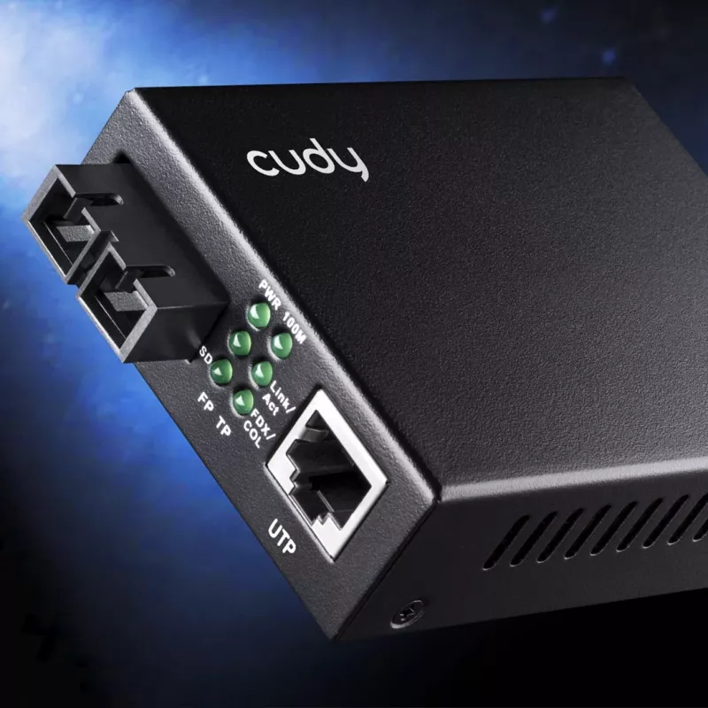 Cudy MC100SA-20 tinklo medijos keitiklis 100 Mbit/s 1310 nm vienmodis Juodas