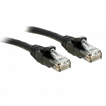 Lindy tinklo kabelis RJ-45 (M) - RJ-45 (M) 30cm UTP CAT6 liejamas, su apsauga nuo užkliuvimo, vytas juodas (48075)