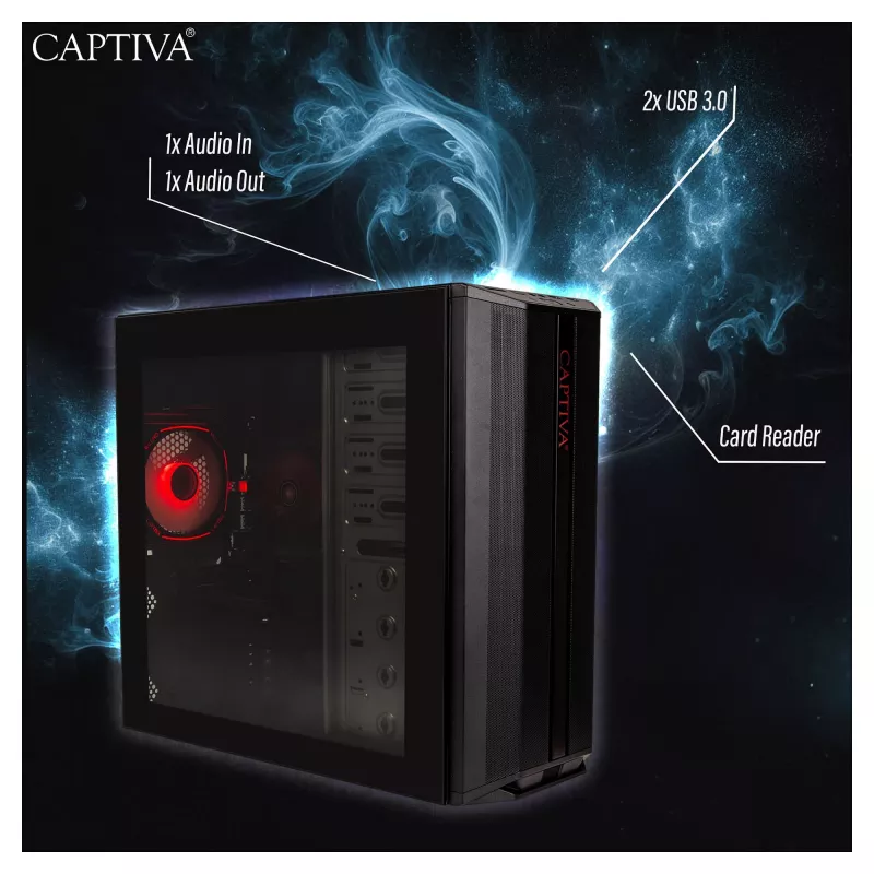 Stalinis kompiuteris Captiva Advanced Gaming R98-206 su AMD Ryzen 7 5700X, 32GB RAM, 1TB M.2 SSD, Nvidia GeForce RTX 5060, Wi-Fi 6, Windows 11