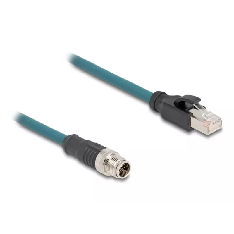 DeLOCK 60077 Laido adapteris M12 RJ-45 juodas - turkio spalvos (60077)